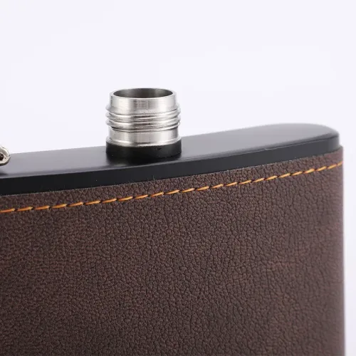 Luxury Pocket Hip Flask Leather Covered Stainless Steel Flask