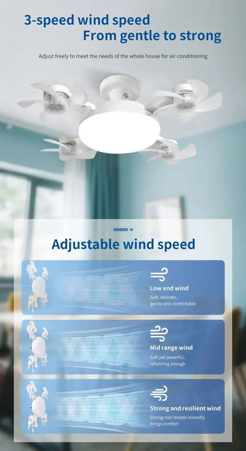 E27 Fan Light 2-in-1 60W Drone Design Ceiling Fan Light with Remote Control AC85-265V Fan Lighting Bulb for Home Restaurant
