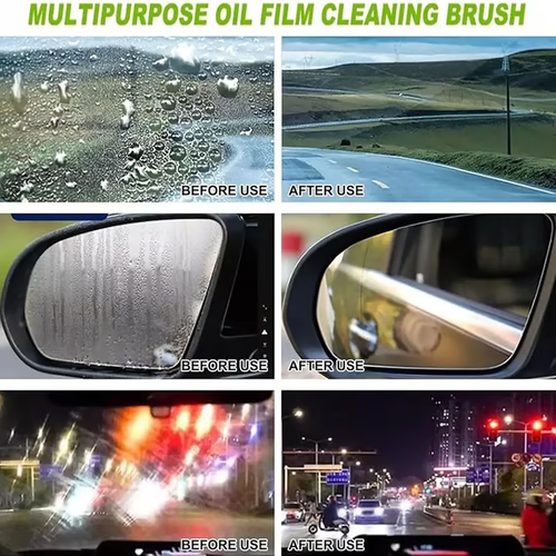 🚗Car Oil Film Cleaner Brush🧹 – Clear Vision Glass Cleaner✨ Removes Grease for Safe Driving!✅