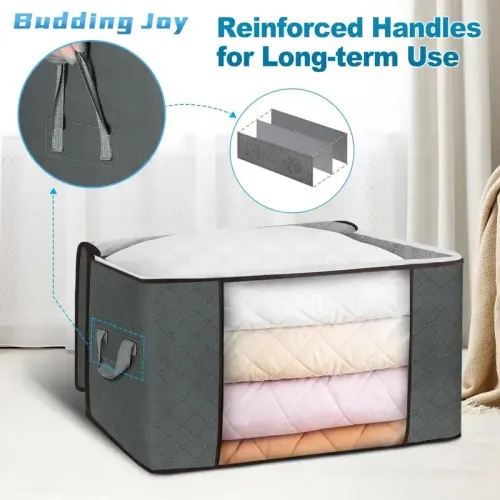 2pcs 90L Large Capacity Clothes Storage Bag Foldable Dustproof Blanket Cotton Quilt Storage