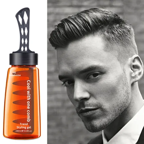 280ml Men's Oil Head Styling Gel With Comb Moisturizing, Non-greasy, Non-sticky Hair Styling Cream