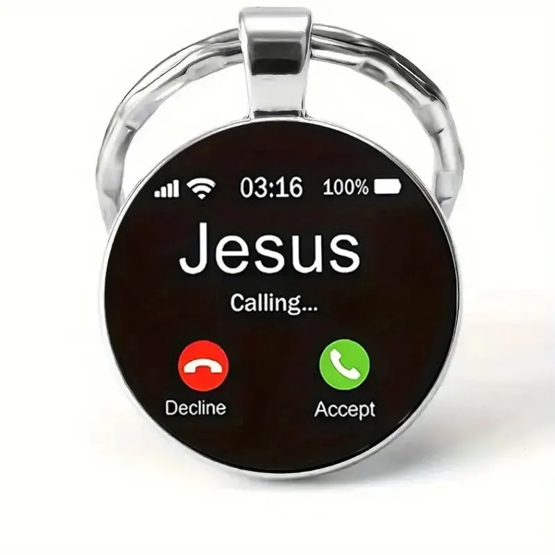8PCS Jesus Calling Keychain, Christian Key Ring Gift, Faith Inspirational Keychain, Religious Gift for Men Women, God Bless You Reminder