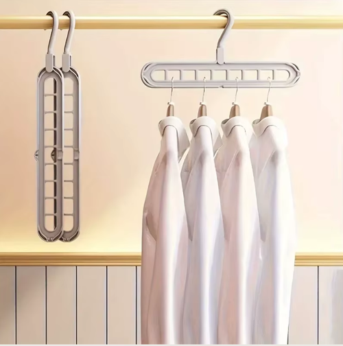 10pcs 9 Hole Foldable Hanger Wardrobe Space Saving Storage Hanger For Clothes Drying