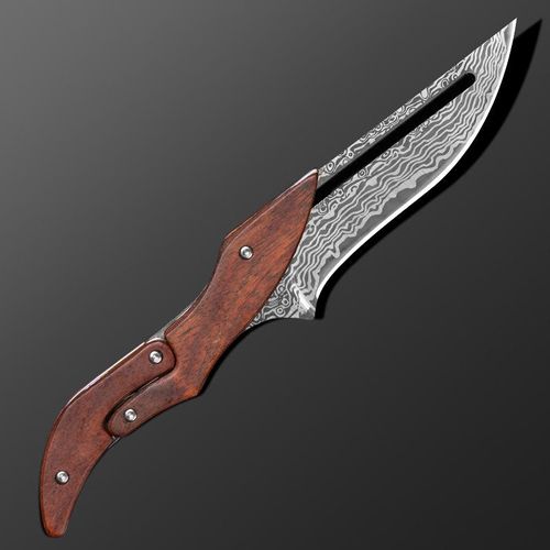 High-Hardness Damascus Pattern Folding Tool for Outdoor Survival