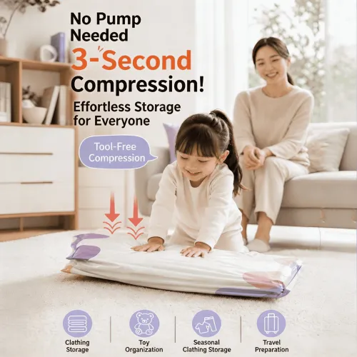 3 pcs 3D Vacuum Sealing Storage Bag No Need Pump Moistureproof Durable Super Large