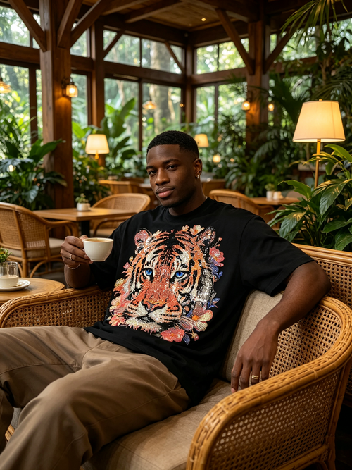 High end luxury tiger T-shirt