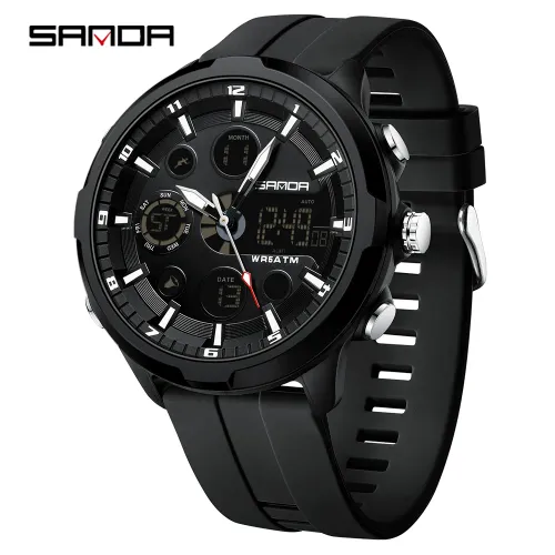 SANDA Digital Men Military Watch 50m Waterproof Wristwatch LED Quartz Clock Sports Watch Male Big Watches Men Relogios Masculino