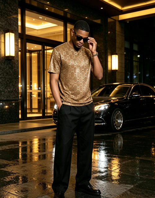 Tiger Head Jacquard Men T-Shirt