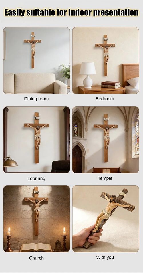 Wooden Jesus Prayer Cross Ornament (3D Hanging Decoration)