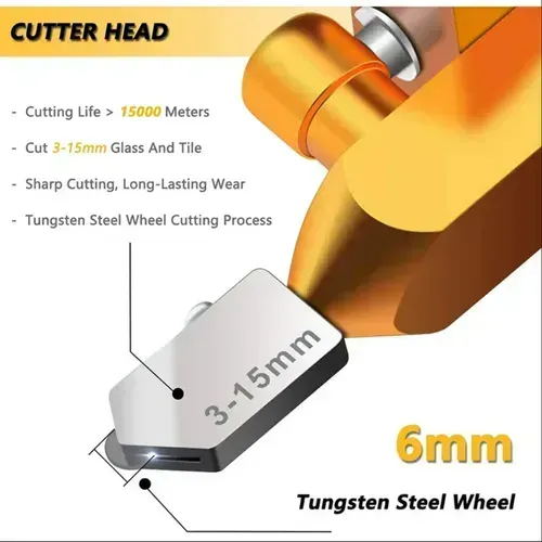 2-in-1 Manual Tile Cutter Tool with Breaking Pliers,Glass Tile Cuttter with 3-15 mm 3 Tungsten Steel Blade Manual Glass Hand Tool for Home DIY Cutting Glass