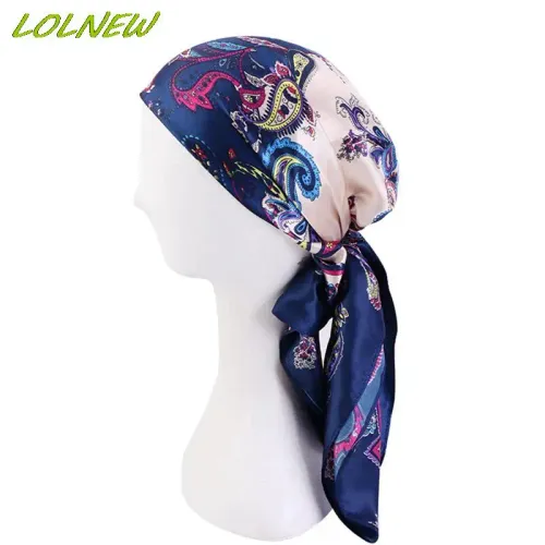 Satin Square Scarf Women Muslim Hijab Elegant 2025 Print Silk Neckerchief Shawl Wraps Headband Handle Hair Accessories Bandana