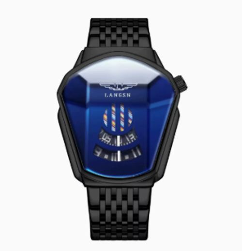 Men's Quartz Watch with Rhombus-Shaped Alloy Case
