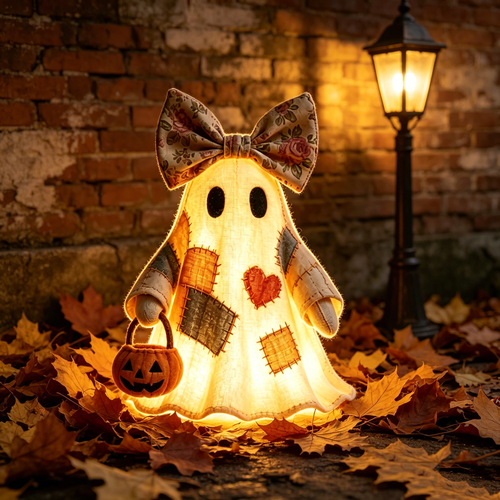 Halloween Patchwork-Style Ghost Decorative Light