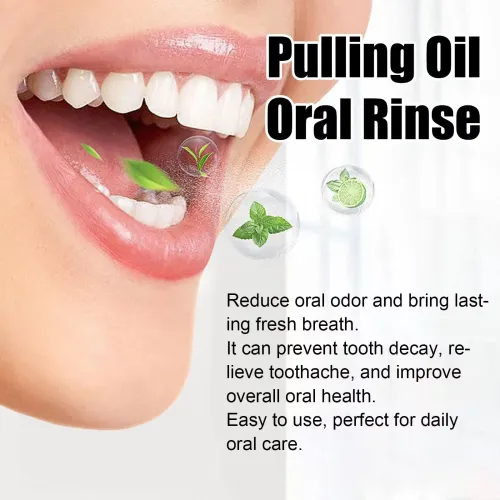 Peppermint Coconut Oil Mouthwash for Cleaning, Whitening, and Freshening Breath Oral Care with Tongue Scraper