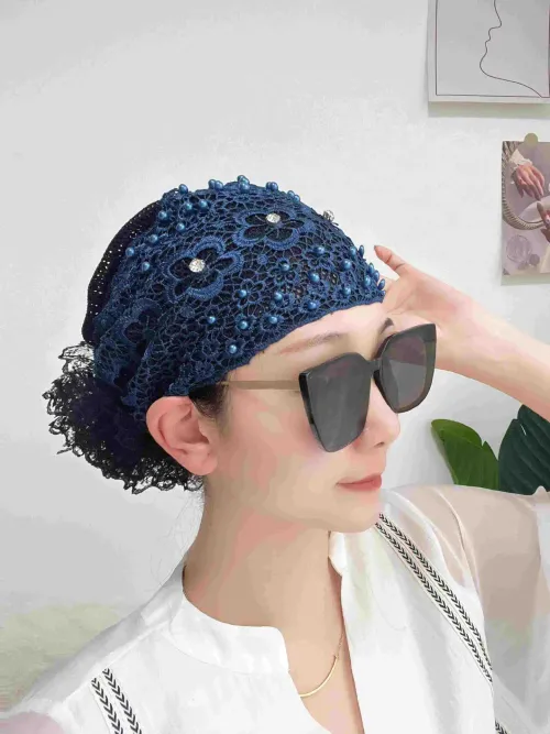 Women's Floral Pearl Lace Headwrap