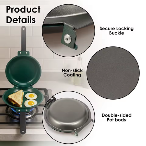 Double Sided Folding Non Stick Waffle Cake Frying Pan Carbon Steel Breakfast Pan Egg Steak Pancake Sandwich Maker Kitchen Tools