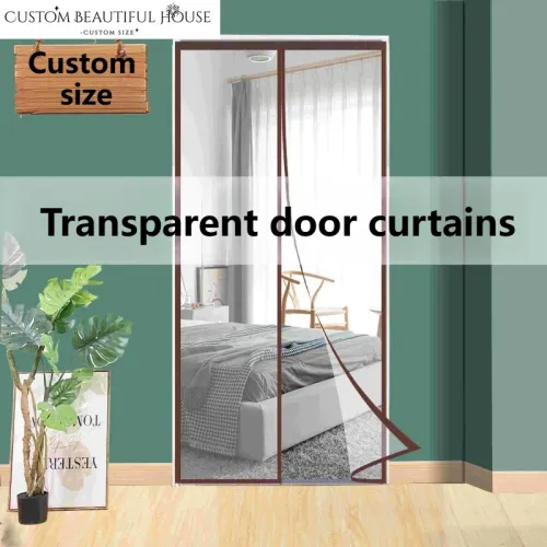 Automatic silent closing anti-mosquito bite black magnetic door curtain