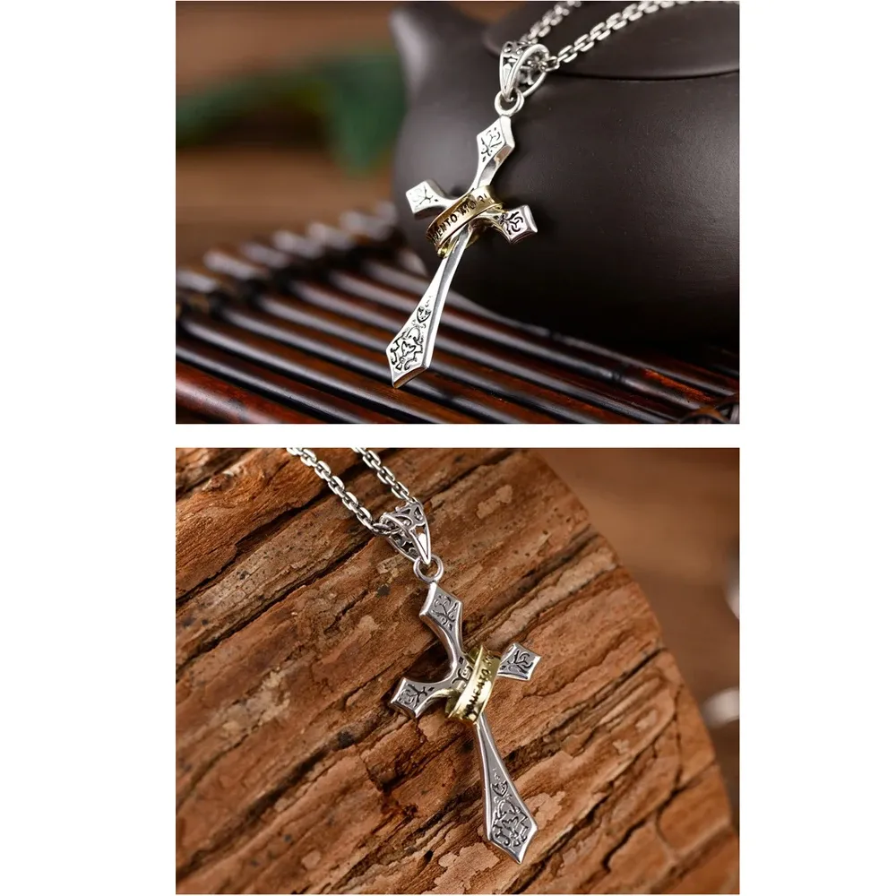 Stainless Steel Crown Cross Necklace Personalized Hiphop Necklace with Gold Crown Stylish Design Pendant Necklace for Men
