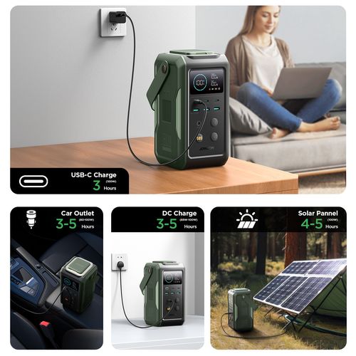 Outdoor Power Station 200W Large Capacity Camping Power Supply 60000mAh Bidirectional Super Fast Charging with Retractable Light