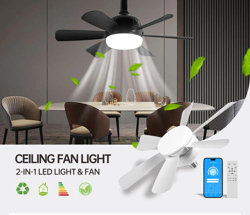 Screw-type lamp holder fan household silent fan chandelier easy to install remote control ceiling fan light electric fan light fan light