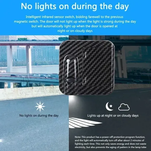 Car door angel wing welcome light, door opening sensing decoration modified wing projection ambient light car accessories