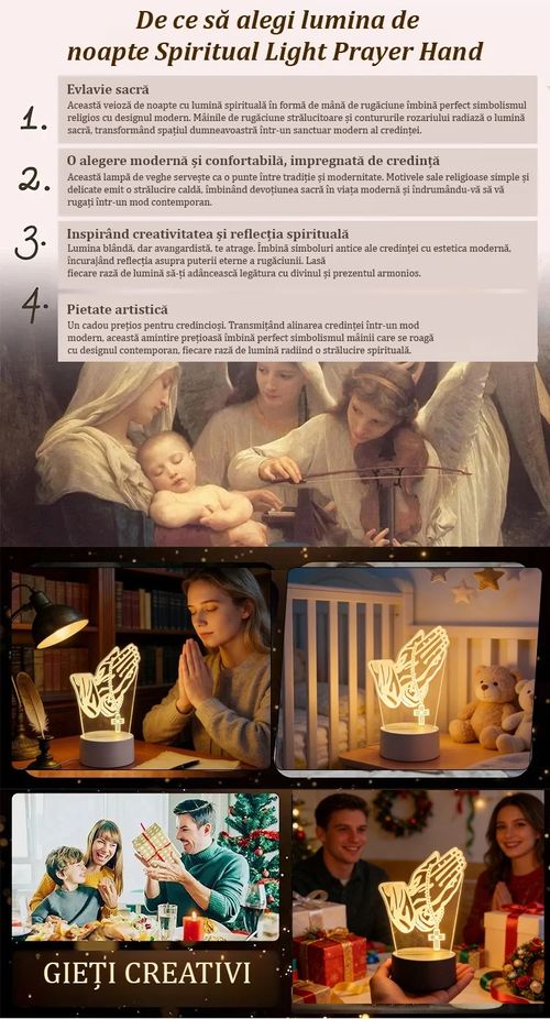 Praying Hands 3D Night Light with Seven Color Changing