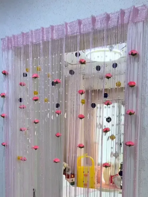 Thiened No-Drill Rose Line Curtain Modern mat Living Room Partition Baund Decorative Hanging Door Curtain