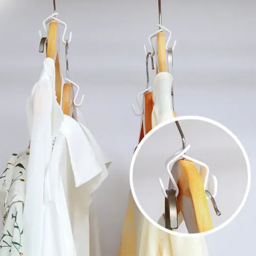 10Pcs Clothes Hanger Hooks Space Saving Closet Connector Hook Cascading Hanger Plastic Extender Clips Wardrobe Coat Organizer