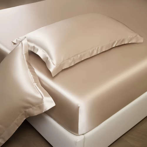 ✨ 3-Piece Ice Silk Fitted Sheet Set, 1 Fitted Sheet + 2 Pillowcases, Silky Smooth Cooling & Breathable Bed Sheets with Stretchy Elastic Fit for 10–18cm Mattresses