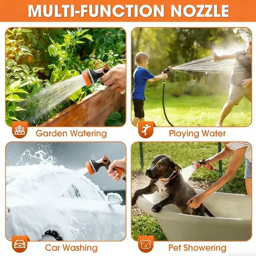 High Pressure Water Sprayer for Garden Watering Car Washing Garden Hose Nozzle 10 Adjustable Spray Modes Orange Thumb Control