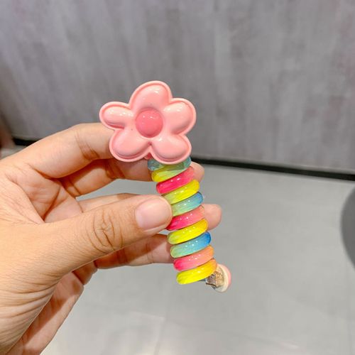 Cute Heart Shape Elastic Rubber Bands for Women Girls Telephone Wire Hair Ties Loop Spiral Spool Ponytail Accessories