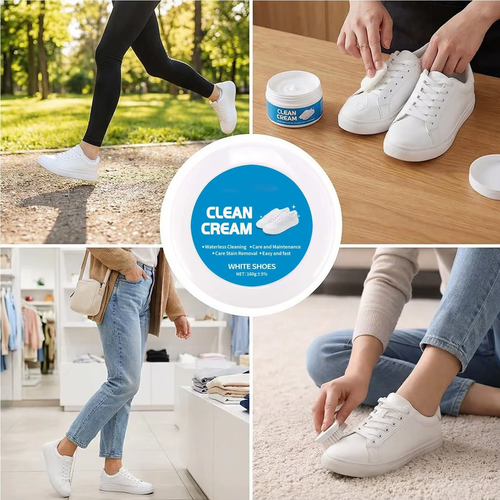 4pcs White Shoes Clean Cream 160g No Wash Whitening Paste Multipurpose Gentle Cleaner For Sneakers, Gym Running Soccer Basketball