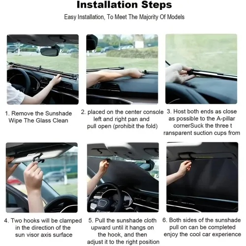 Universal Retractable Car Windshield Sun Visor – 2-Pack