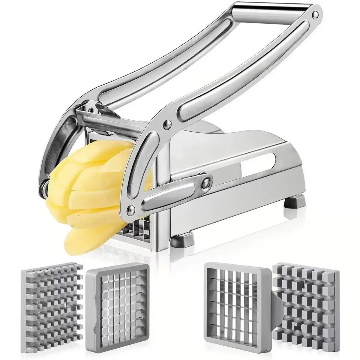 Household Stainless Steel Potato and Cucumber Slicer, Manual Press Type Multifunctional Fruit and Vegetable Cutter