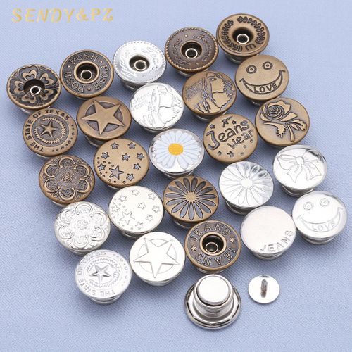 30-Piece Mixed Metal Buttons Set – Adjustable & Detachable in Bronze & Silver