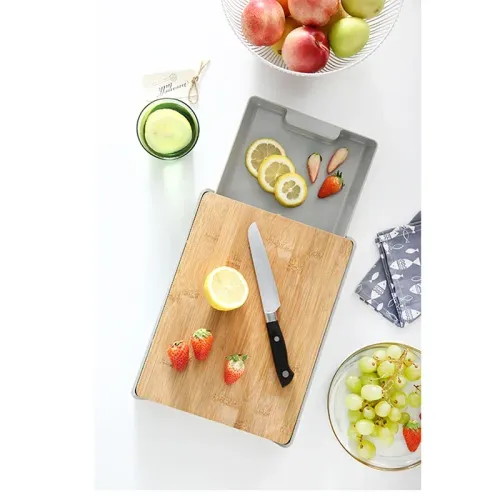 Double-sided Available Cutting Board Detachable Drawer Wooden Chopping Blocks Anti-slip Kitchen Fruit Vegetable Meat Organizer