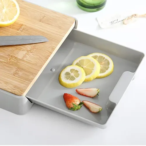 Double-sided Available Cutting Board Detachable Drawer Wooden Chopping Blocks Anti-slip Kitchen Fruit Vegetable Meat Organizer