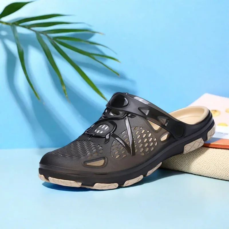 Men's lightweight slip-on sandals, indoor non-slip, outdoor beach casual, daily wear, comfortable slip-on shoes, fashionable