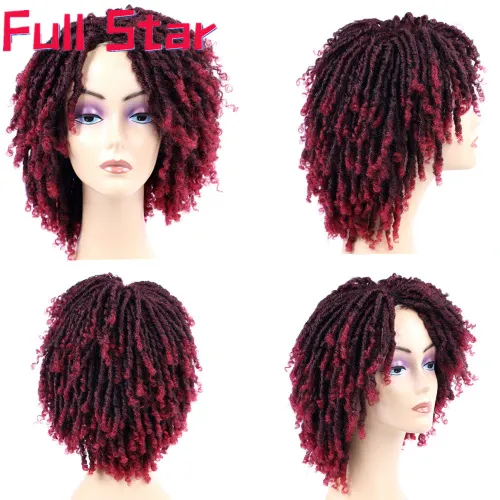 Short Dreadlock Wig Twist Wigs for Black Women Men Afro Curly Synthetic Glueless Wigs Short Afro Twist Faux Locs Braided Wig