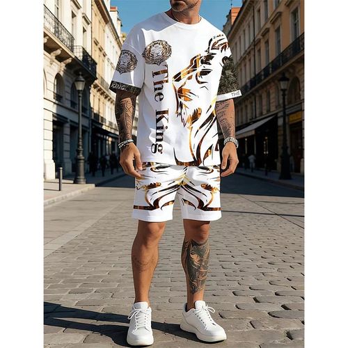LIMITED-TIME 50% OFF!   Men's Lion Graphic Set – Bold, Breathable, Urban Cool（A set）