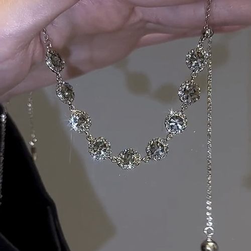 High-end luxury crystal diamond pull-out clavicle necklace