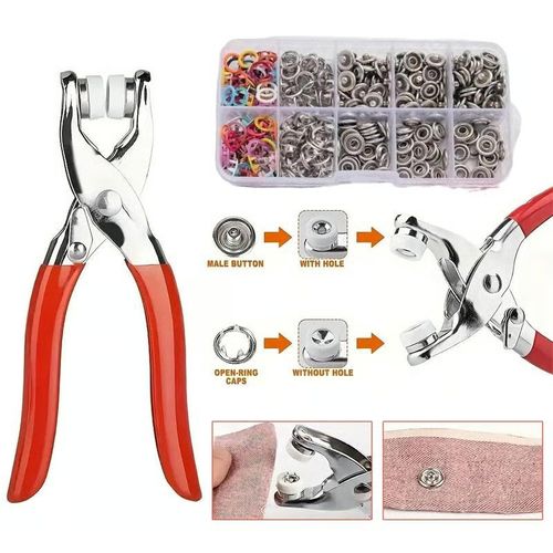 🧵 Sewing Kit with 100pcs Metal Buttons – Manual Pliers Tool Included