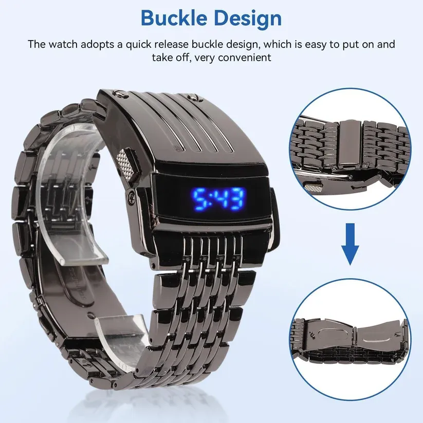LED Stainless-Steel Digital Watch – Power Meets Prestige for the Tanzanian Hustle