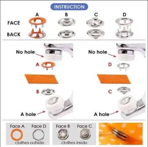 Professional Button Fastening Kit Colored buttons and pliers