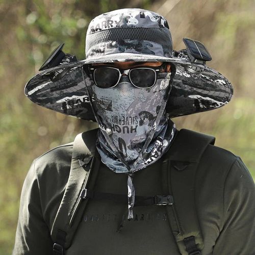 Solar-Powered Double Fan Sun Hat – Wide Brim Outdoor UV Protection Fishing Cap