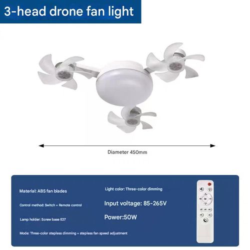 New drone fan lights for bedrooms, dining rooms, silent remote control, ceiling fan lights, eye protection, energy-saving