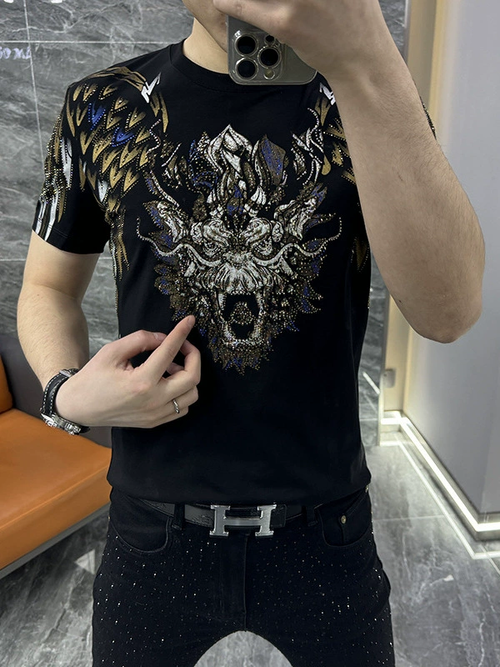 Dragon Wing Rhinestone Men T-Shirt