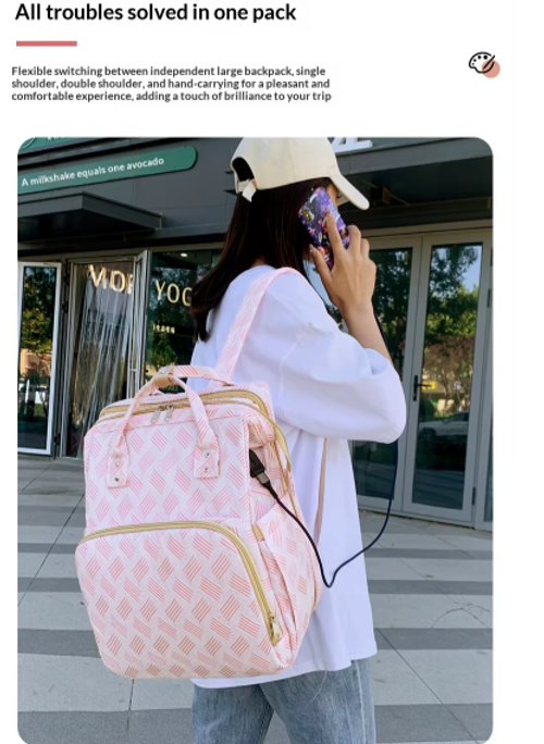 New Style Mommy Large Capacity Storage Backpack – Multifunctional, Solid Color, Portable Diaper Bag