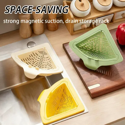 3 pcs new Magnetic Silicone Sink Corner Rack Drain Strainer Basket For Kitchen Storage