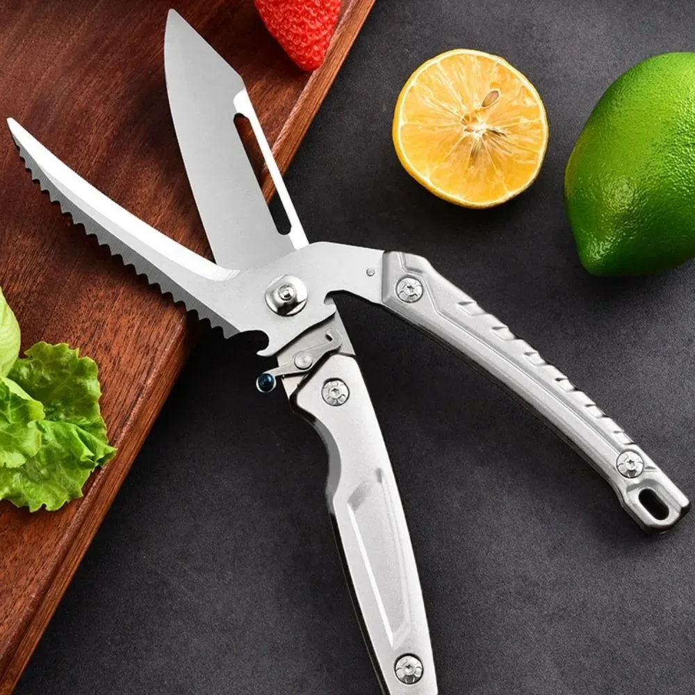Peeler Removable Scissor with Safety Buckle Non-slip Handle Kitchen Scissor Stainless Steel Food Scissor Outdoor